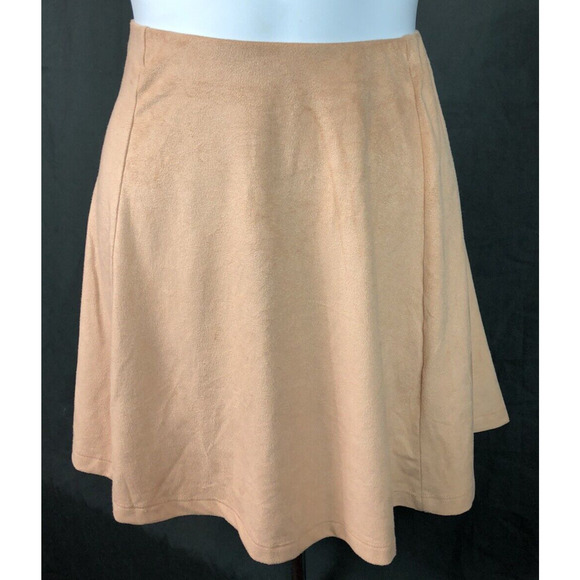 Nwt forever 21 Mini Flare Swing Skirt M Tan faux suede 29"W boho hippie western - Picture 1 of 3